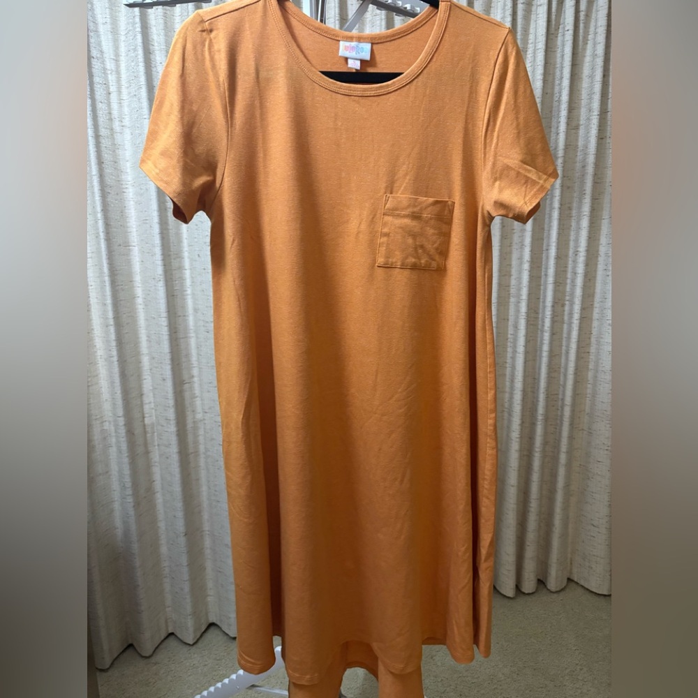 LuLaRoe Orange Midi Dress with Pocket